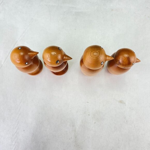 Vintage Wood Bird Figurines Removable Posing Heads Set of 4 - Picture 5 of 10